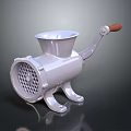 Manual Meat Grinder With Red Handle Metal Body Funnel Shaped Hopper And Grinding Plate