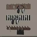 Wall Mounted Wooden And Striped Hooks For Hanging Headphones Keys And Bag