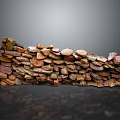 Natural Stone Wall Construction With Mixed Size Multicolored Rocks And Textured Surface 3d model