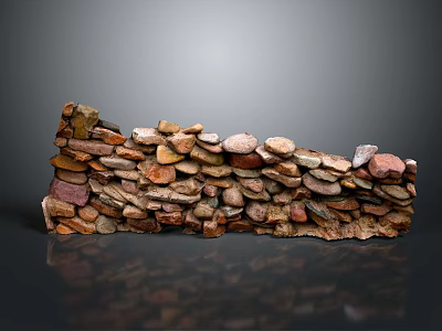 Natural Stone Wall Construction With Mixed Size Multicolored Rocks And Textured Surface 3d model