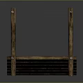 Rustic Wooden Footbridge With Simple Design Planks Posts And Rope Railings