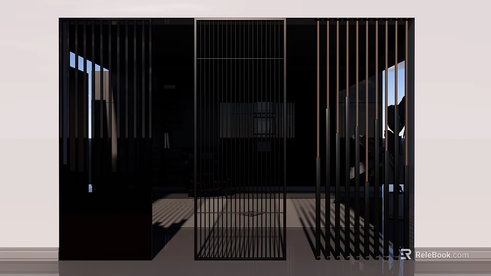 Modern Black Metal Grid Garden Ornaments For Outdoor Decoration And Privacy 3d model 