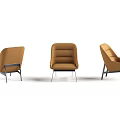 Modern Brown Fabric Lounge Chairs With Metal Frame And Multiple Angles Design 3d model