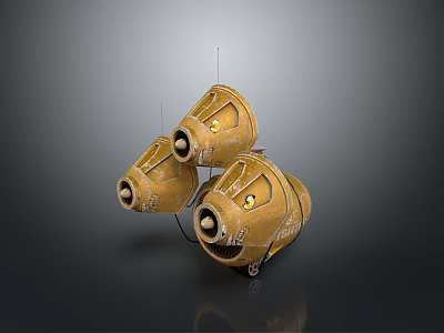 Three Yellow Portable Household Storage Containers Featuring Metal Parts Wheels And Durable Design 3d model
