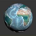 Blue Globe With Continents And Oceans On Smooth Surface And Gray Background