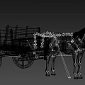 Brown Horse Pulling Ancient Wooden Cart With Large Wheels And Structure