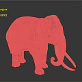 Detailed Dark Elephant With Long White Tusks Standing On Dark Background