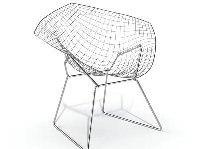 Modern Geometric Leisure Chair with Grid Design and Metal Frame Structure 3d model