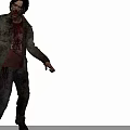 Menacing Zombie In Green Bloodstained Coat Red Shirt Blue Jeans And Outstretched Hands