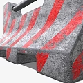 Concrete Traffic Barrier With Red And White Stripes And Metal Bar For Public Safety
