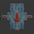 Futuristic Armored Military Vehicle With Blue And Red Tracks And Mechanical Arms