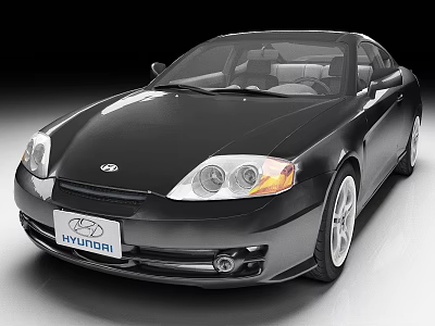Black Hyundai Convertible Sports Car with Front Headlights and Alloy Wheels 3d model