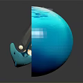 Cartoon Underwater Scene Inside Blue Sphere With Reaching Girl Glowing Moon And Marine Life