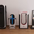 Multiple Electric Vehicle Chargers With E POWER Display And Different Designs