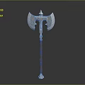 Decorative Double Bladed Metal Axe With Red Handle And Crystal Base
