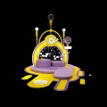 Decorative 3D Display Platform Featuring Yellow Purple Design Clock Globe And Lamps 3d model