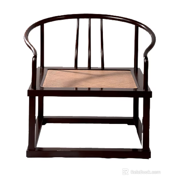 Elegant Traditional Wooden Armchair With Curved Arms And Rattan Seat Design 3d model 