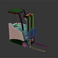 Pink Industrial Forklift With Black Mast Cabin And Forks For Material Handling