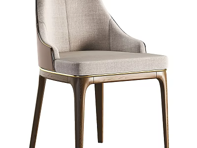 Modern Accent Chair With Light Gray Fabric Upholstery And Solid Wooden Legs Design 3d model