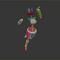 3D Game Movie Character Pink And Green Colored Cartoon Style Abstract Design With Dynamic Pose