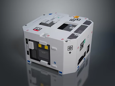 White Cube Shaped Computer Hardware With Interfaces Buttons Indicators And Compact Design 3d model