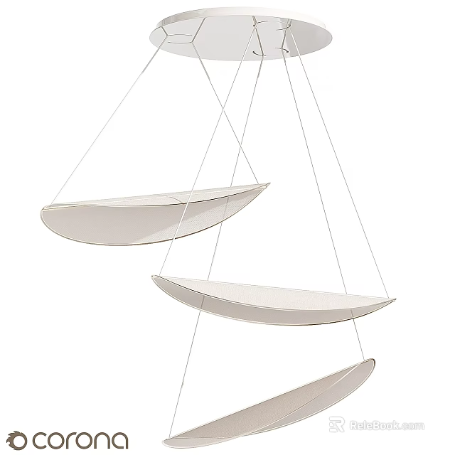 Modern White Chandelier With Hanging Disc Shaped Elements And Minimalist Design 3d model