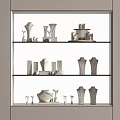 Elegant Jewelry Display Cabinet With Multiple Shelves Mannequins And Various Pieces