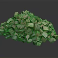 Pile of natural wood and stone square blocks with varied textures