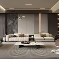 Modern Living Room Interior Design With Sofa Coffee Table And Bookshelves