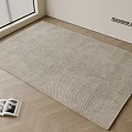 Beige Textured Square Carpet Showcase On Wooden Floor In Television Display Area