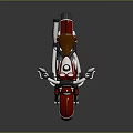 Red Classic Motorcycle With Chrome Details And Brown Leather Seat Shiny Finish