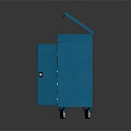 Blue Open Tool Cabinet On Wheels With Storage Drawers And Compartments 3d model