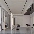 Modern Spacious Hair Salon Interior Design With Styling Chairs Mirrors And Lighting