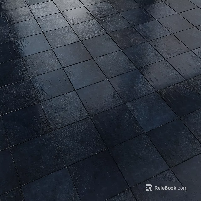 Dark Square Glossy Tiles For Modern Floor Surface Design And Installation 3d model 