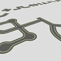 Urban Road Intersection With Green Belts Lane Markings And Asphalt Pavement