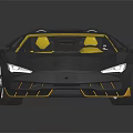 Black Convertible Sports Car With Yellow Seats And Sleek Aerodynamic Design