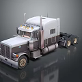 Classic Silver Gray Semi Truck Cab With Dual Wheels And Sleek Design