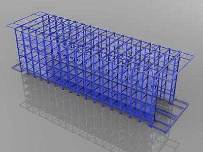 Heavy Duty Industrial Equipment Blue Metal Frame Structure for Warehouse Storage Systems 3d model