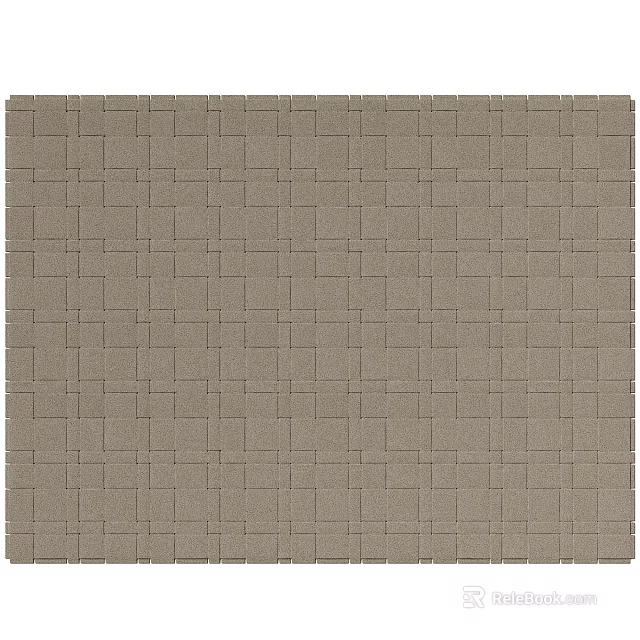 Light Brown Square Carpet With Interwoven Square Pattern And Simple Design 3d model 