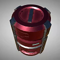 Portable Red Cylindrical Headphone Speaker With Metal Stripes And Indicator Lights
