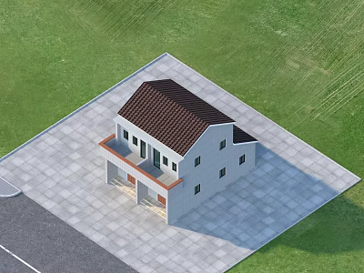 Modern Double-family Villa Residential Private House Architectural Appearance Perspective 3d model