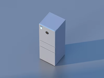 Practical Gray File Cabinet With Two Drawers And Round Lock Hole 3d model