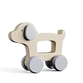 Wooden Building Blocks Animal Shaped Children Toys with Wheels Dog and Duck Designs