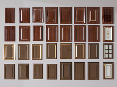 Various Wooden Cabinet Door Designs With Different Panel Styles And Glass Inserts 3d model