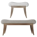 Modern Upholstered Bench With Wooden Legs And Light Gray Fabric Seat For Home