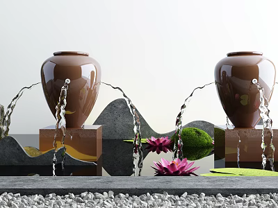 New Chinese landscape sketch waterscape sketch 3d model