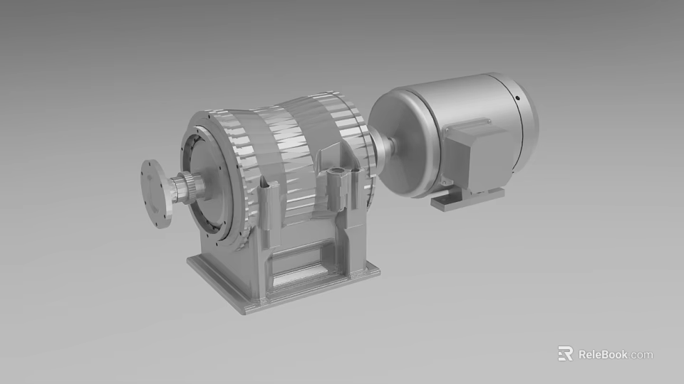 Heavy Duty Industrial Equipment With Metal Housing Rotating Shaft And Stable Base Frame 3d model 