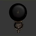 Vintage Metal Bell With Round Top And Base Device Featuring Label
