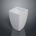Minimalist White Ceramic Square Sculpture Carving Planter With Textured Surface And Smooth Edge