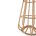 Stylish Round Table With Wooden Top And Rattan Base For Home Decor
